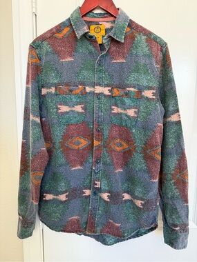 Stapleford Men's Western Boho Button-Up Flannel Shirt Casual Long Sleeve Size S